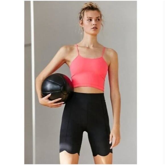 Free People FP Movement Coral Pink Petal Pusher Scalloped Biker Bike Shorts XS - Picture 11 of 11